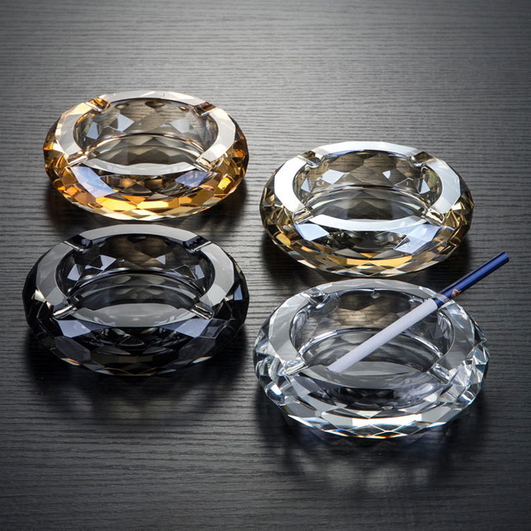 Crystal Glass Ashtray Creative Mini Small Car Office Home Hotel Restaurant Round Drum Ashtray Crystal Glass Ashtray Creative Mini Small Car Office Home Hotel Restaurant Round Drum Ashtray