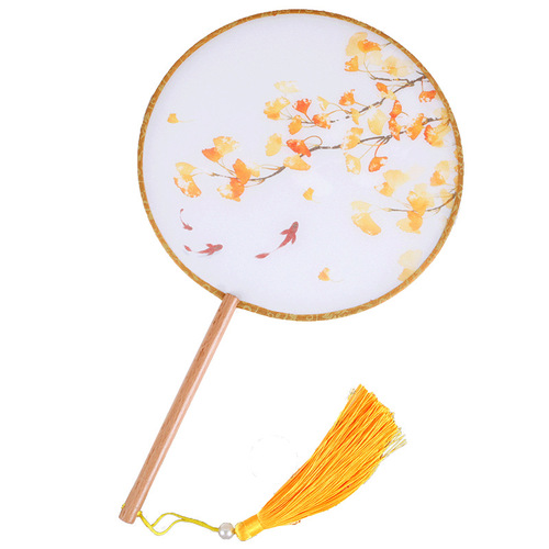 Silk Art Hall translucent round fan Hanfu costume dance fan female craft fan Chinese style classical Forbidden City court fan