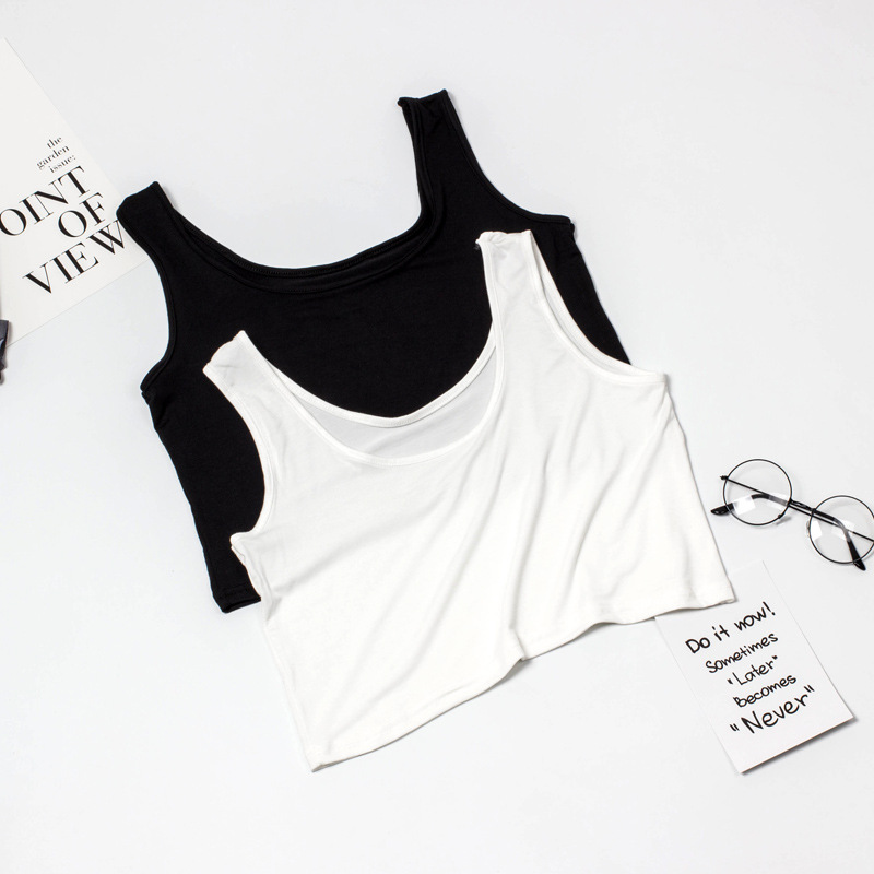 Women's Extra Large U-Collar Camisole Short Navel Loose Modal Cotton Thick Shoulder Strap Base Shirt