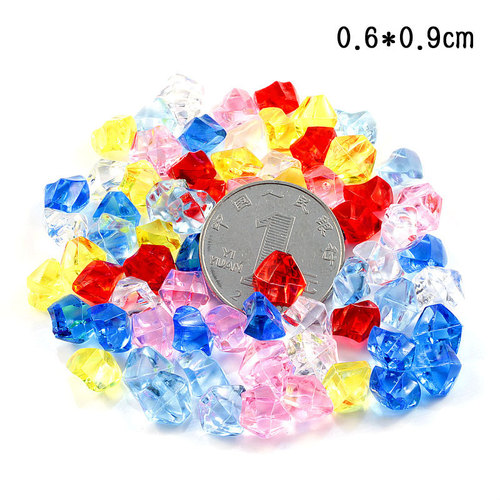 Small ice cubes 6x9mm simulated transparent acrylic colored crystal stone, fast frozen frozen plastic fake ice pieces
