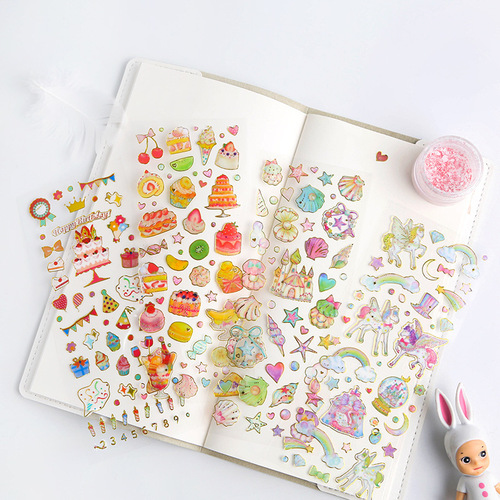 Korean version of cute stickers, bronzing transparent DIY diary materials, decorative stickers, children's stickers, creative wholesale
