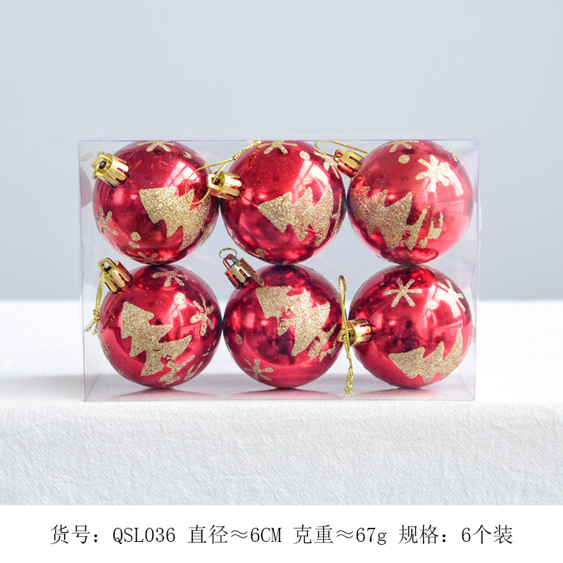 6cm de plástico BOLA DE Navidad árbol de Navidad decoración colgante Bola 6 pack azul con pintura brillante en caja pintada BOLA DE Navidad