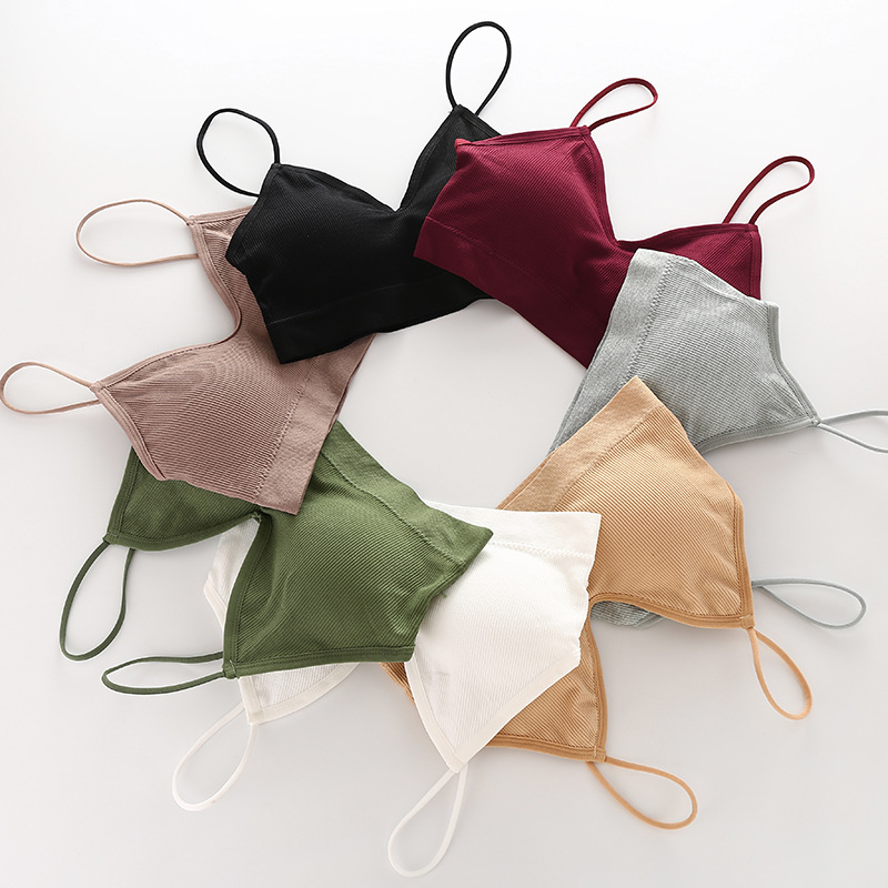 Camisola de las mujeres ropa interior sexy espalda pequeña pecho Chaleco corto anti-Exposición con almohadilla de pecho tubo superior ropa interior deportiva
