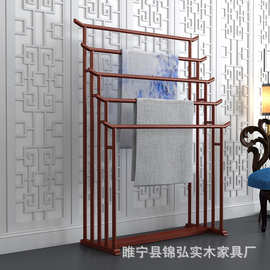 木质落地挂衣架酒店服装店丝巾陈列架汉服展示架五层衣帽架晾衣杆