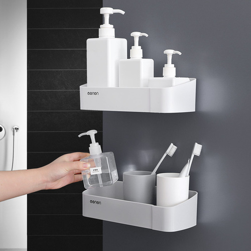 Non-piercing bathroom shower storage rack triangular stand storage shelf wall-mounted toilet washroom sink corner shelf single-layer corner bracket