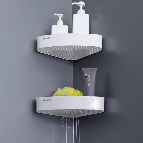Non-piercing bathroom shower storage rack triangular stand storage shelf wall-mounted toilet washroom sink corner shelf single-layer corner bracket