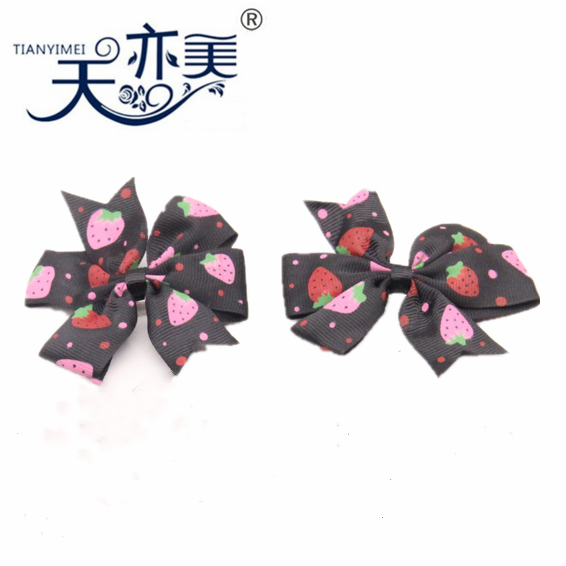 Flor de la fresa 2,5 cm costilla con cola Milano arco los niños tocado accesorios mano trabajo Bricolaje Flor Mariposa