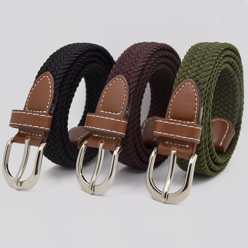 Elastic Belt Elastic Woven Belt Belt Children's Belt Women's Pin Buckle Casual Belt Student Military Training Belt
