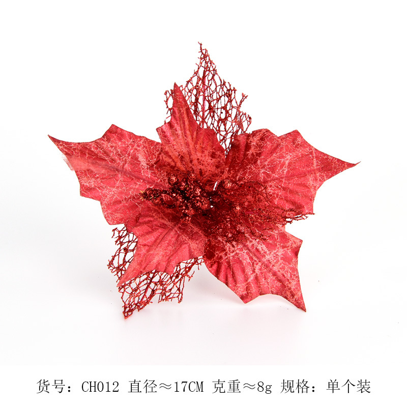 Simulación de Navidad flor de la Navidad de DIY accesorios de decoración de la boda decoración de vacaciones de color rojo puro gran flor de Navidad