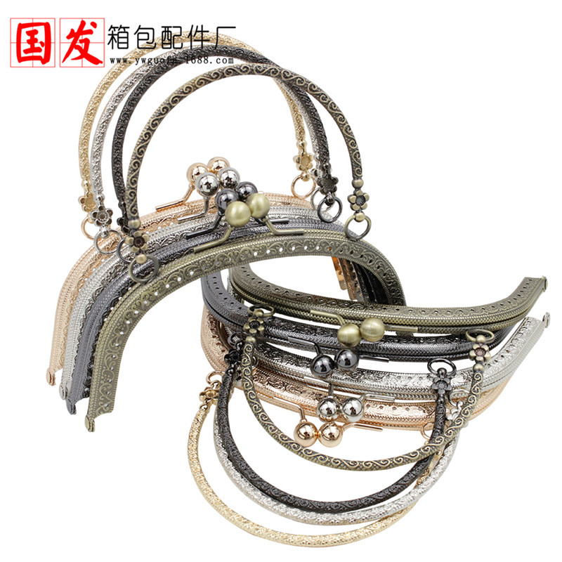 16.5CM arco relieve S patrón de mano oro portátil oro accesorios de bolsa diy