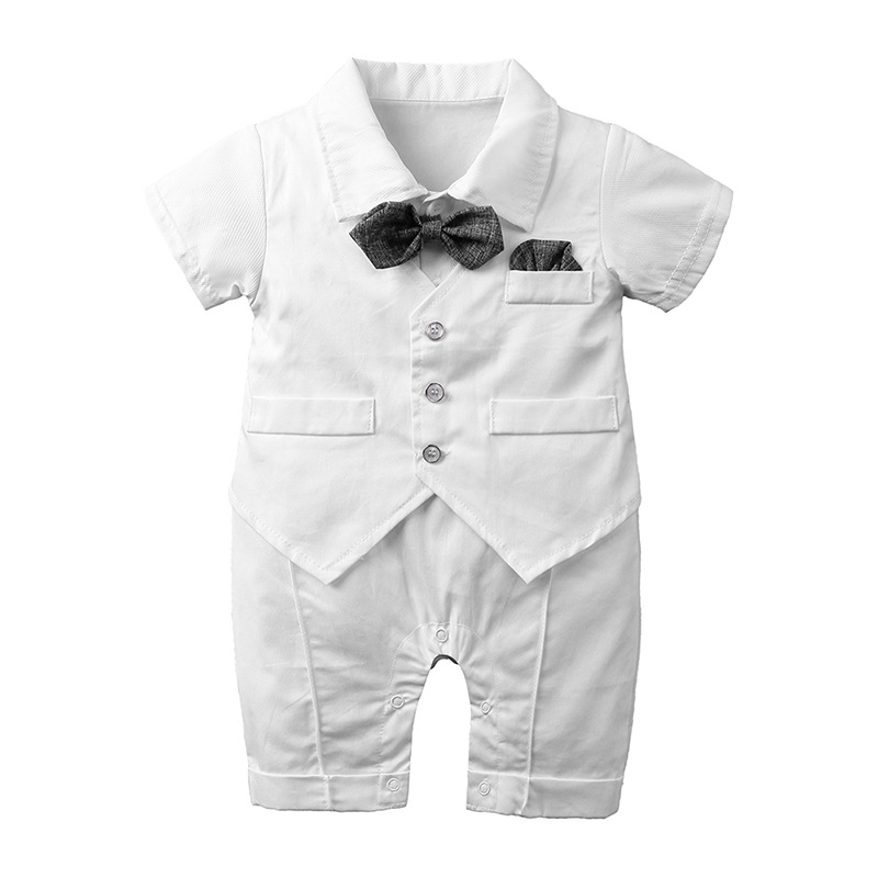 Summer New Baby Children's Wear Gentleman's Dress Boys Short-sleeved Hatshirt Fake Vest Jumpsuit/Climbing Wear