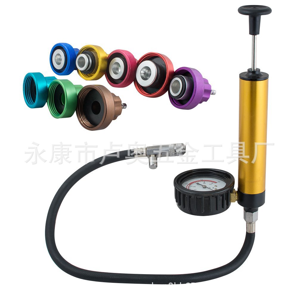 Probador de tanque de agua del coche de 14 piezas medidor de presión del tanque de agua medidor de detección de fugas del tanque de agua instrumento de detección de fugas