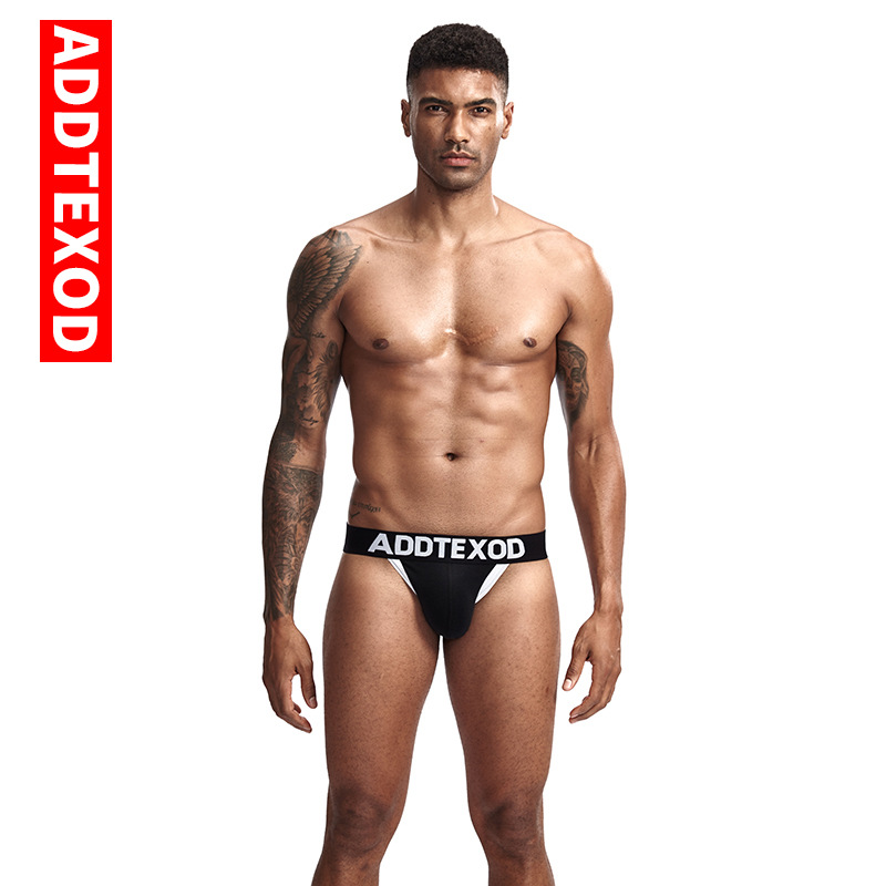Suministro transfronterizo de ropa interior para hombres sexy doble Tanga algodón transpirable color sólido cinturón tridimensional cintura media Tanga para hombres image 8
