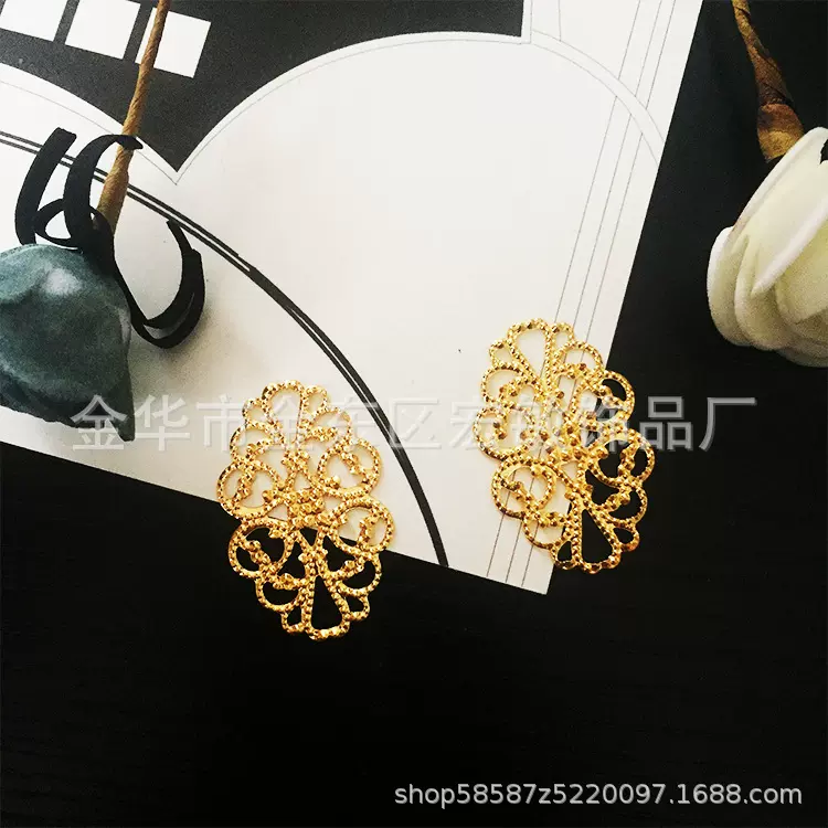 DIY饰品配件 古装新娘头饰材料 小云纹椭圆铁花片32*20mm厂家直供