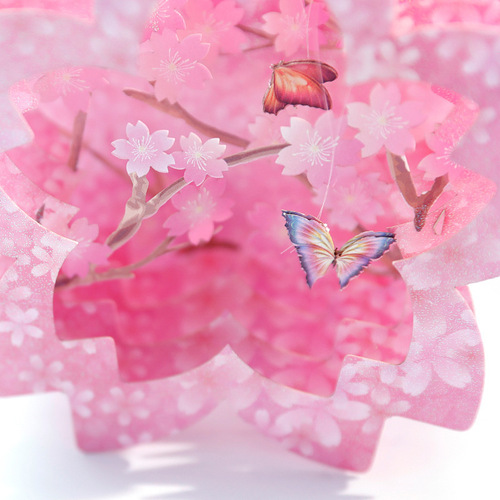Mother's Day greeting card cherry blossom butterfly carving box foreign trade three-dimensional handmade 3D wholesale love blessing message card