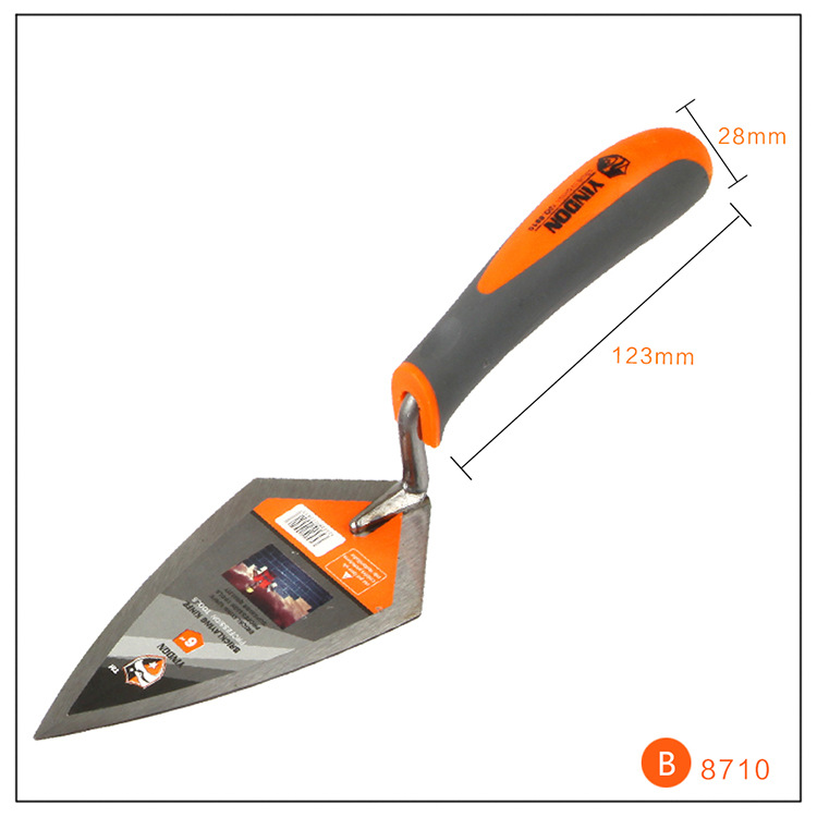 Mango de plástico de dos colores cuchillo de colocación de ladrillos cuchillo de masilla puntiagudo llana sitio de construcción pala de limpieza de construcción herramienta de azulejo