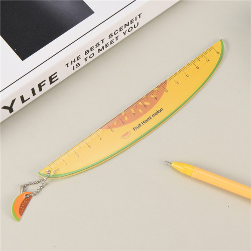 Creative fruit pendant 15cm ruler children's colorful plastic drawing ruler learning stationery supplies student prizes