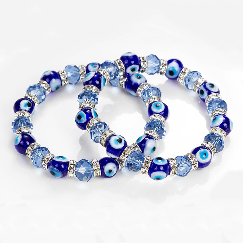 Cross-Border Foreign Trade Evil Eye Bracelet, Lucky Blue Eye Glass Crystal Handmade Beads, Fortune-Turning Wrist Accessory Cross-Border Foreign Trade Evil Eye Bracelet, Lucky Blue Eye Glass Crystal Handmade Beads, Fortune-Turning Wrist Accessory