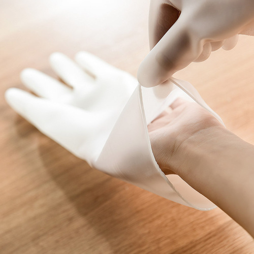 Household PVC Housework Gloves Kitchen Cleaning Thickened Cleaning Gloves Printed Fawn Transparent Laundry Dishwashing Gloves