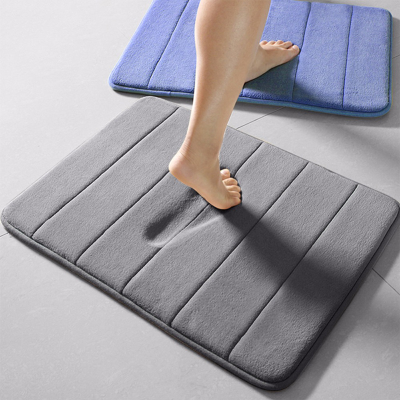 Thickened Coral Fleece Slow Rebound Memory Absorbent Floor Mat Bathroom Bedroom Non-Slip Foot Mat Kitchen Door Mat Carpet Household