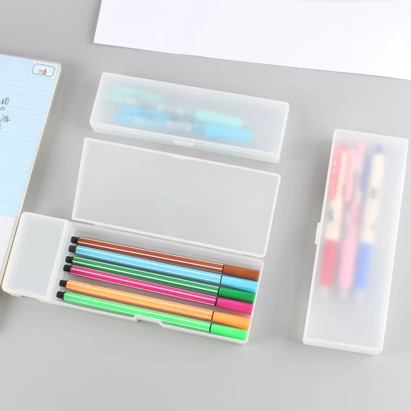 雅思 Japanese transparent matte table pencil case for students