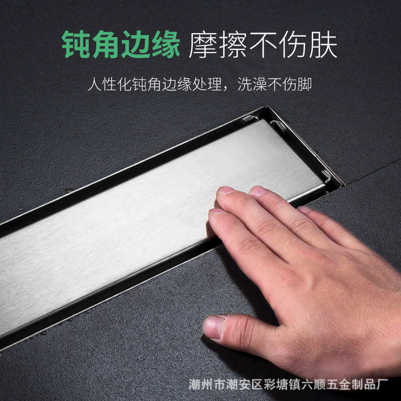 Desagüe de piso invisible 304 de acero inoxidable/desodorante rectangular a prueba de insectos drenaje de piso Amazon entrega transfronteriza de una sola pieza