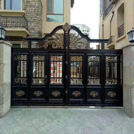 厂家供应铝艺大门庭院铝合金艺术门款式新颖进户门庭院大门新款
