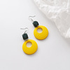 Sweet lemon yellow cute universal earrings, flowered, simple and elegant design