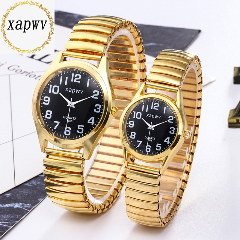Factory direct supply xapwv leisure large digital old man watch stainless steel elastic belt watch ladies can change logo