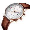 Waterproof brand swiss watch for leisure, genuine leather