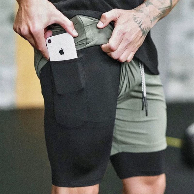 Спортивные шорты с быстро сохнущей тканью для мужчин, зал gym и баскетбол, внутренняя сжатие с карманом, американский стиль