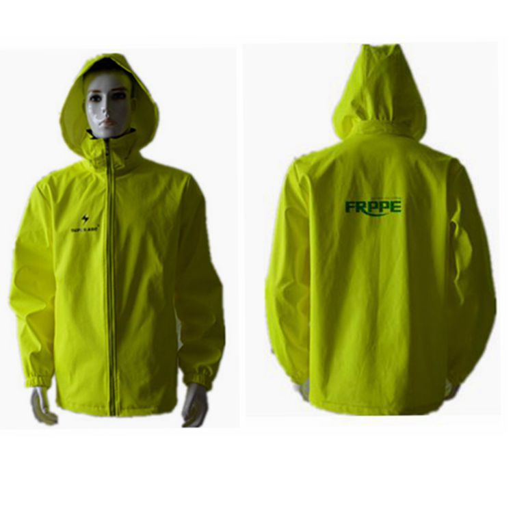 全棉阻燃针织布|覆膜荧光黄|阻燃雨衣用|针织面料