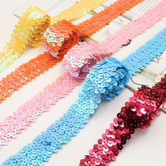 Dance Costume Accessory 3cm Sparkling Beads with Elastic Connection, Three Rows of Sequin Edge Band, 26 Colors All-Year Round Style