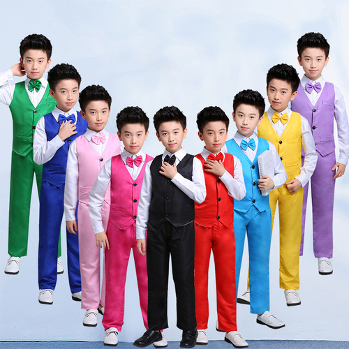 Children's Performance Costumes Boy's Vest Suit Flower Boy Boy Host Dress Primary and Secondary School Chorus Costume