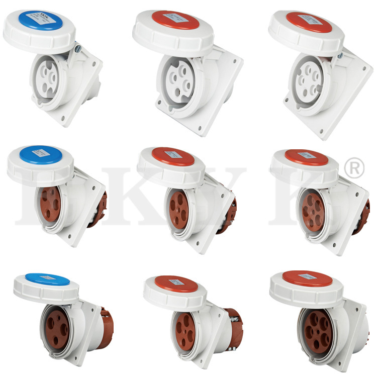 Industrial concealed oblique socket IP67 waterproof 3.4.5 hole 16A32A63A125A dustproof plug socket connector Industrial concealed oblique socket IP67 waterproof 3.4.5 hole 16A32A63A125A dustproof plug socket connector