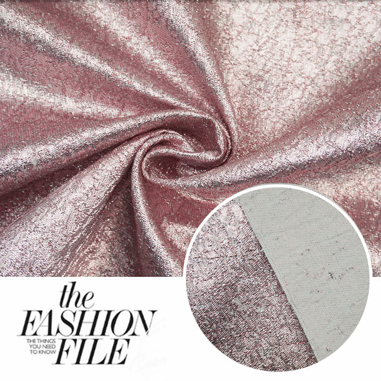 新款 梭织满版褶皱金银丝提花布 童装女装鞋材连衣裙箱包面料