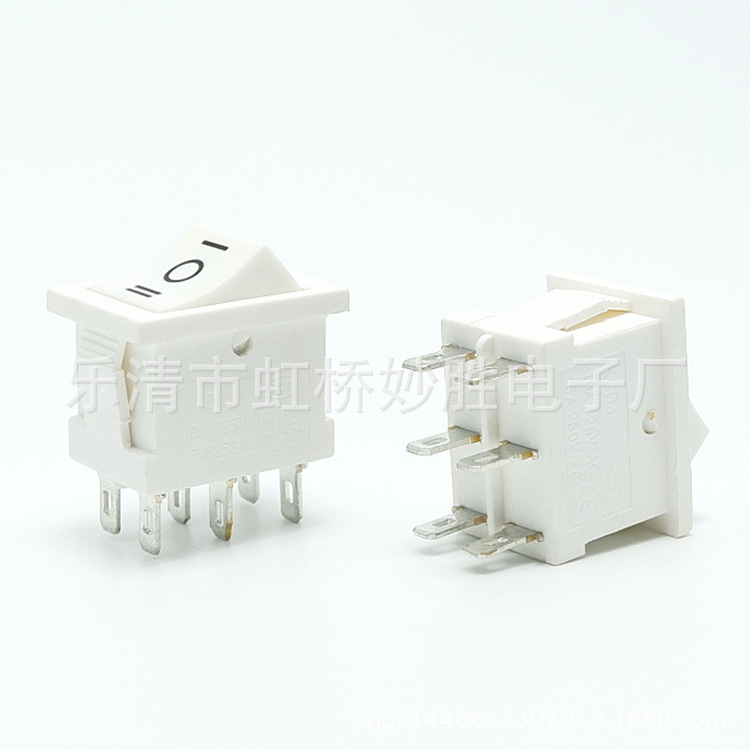 KCD1-106船形翘板电源开关、6脚3档船型开关15*21全白色