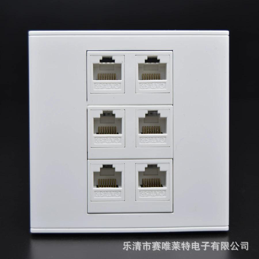 86-образная шестипортовая Сетевая розетка, 6 розеток для сетевого кабеля, панель настенной розетки компьютера CAT5E с шестью отверстиями