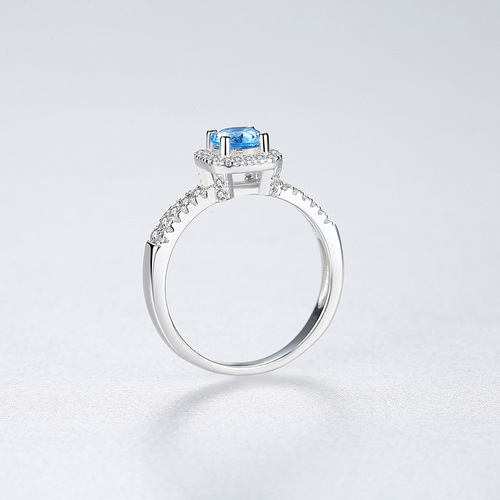 PAG&MAG Topaz Ring Women's S925 Silver Jewelry Aquamarine European and American Light Luxury Personalized Fashion Jewelry Factory