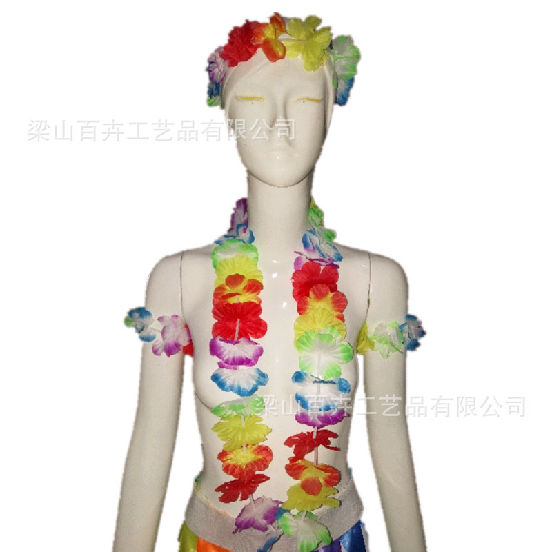 儿童表演套装手环头环花环 多款夏威夷花环太阳花四件套 百卉