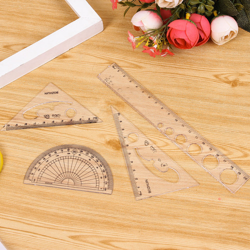 Creative stationery 20cm set of rulers, 4-piece set of rulers for student study and examination, wholesale of stationery prizes and gifts