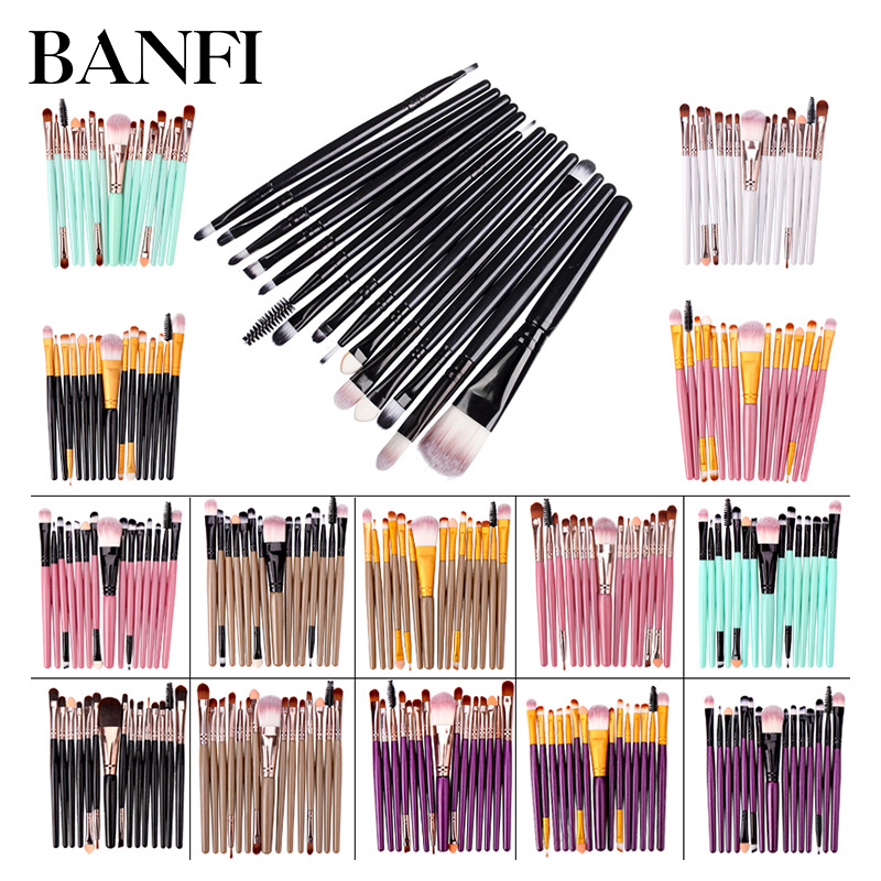 Bangfei 15 pinceles de maquillaje traje de sombra de ojos cepillo de cejas cepillo de pestañas cepillo de labios conjunto completo herramientas de belleza en stock