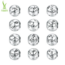 亚马逊十二星座纯银珠子diy串珠手链饰品925银配件SCC1218