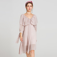 夏季新款乔其纱显瘦气质V领度假连衣裙一件代发包邮62939