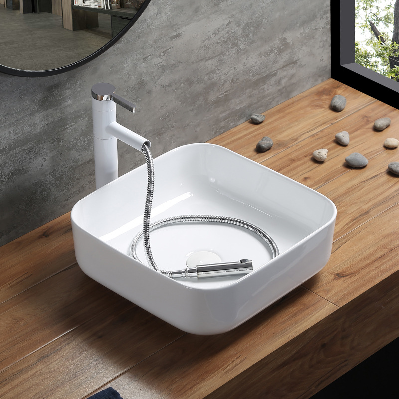 Cerámica balcón lavabo pequeño lavabo lavabo de hotel lavabo cuadrado oval lavabo de arte grande