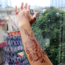 跨境欧美蕾丝纹身贴朱红色几何花纹派对防水henna tattoo外贸批发