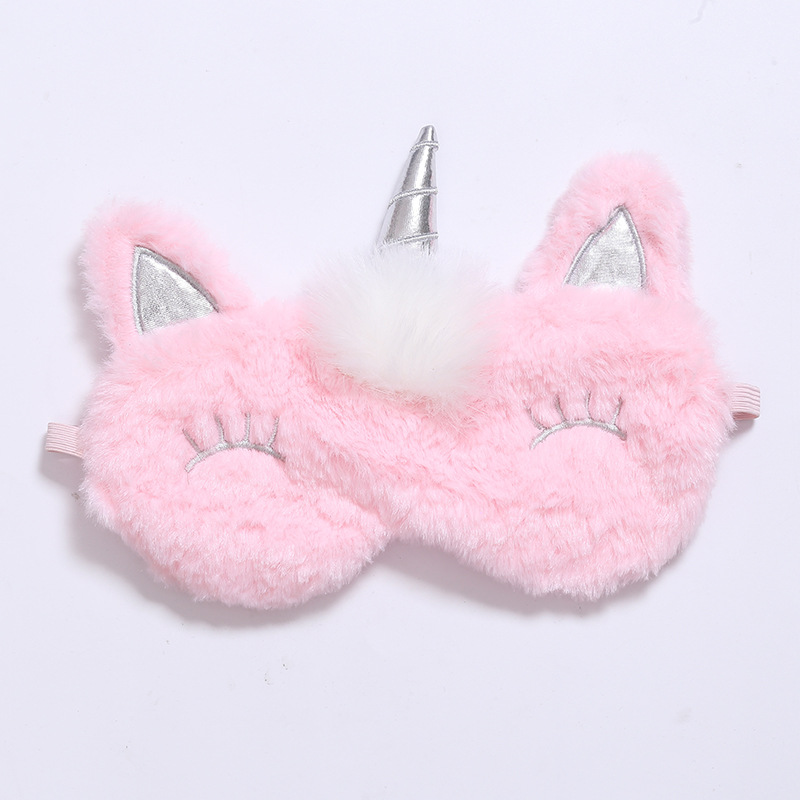 Venta de múltiples combinaciones Nueva máscara de ojo de unicornio Rosa gradiente colorido máscara de ojo de felpa sombreado máscara de ojo de dibujos animados viajes
