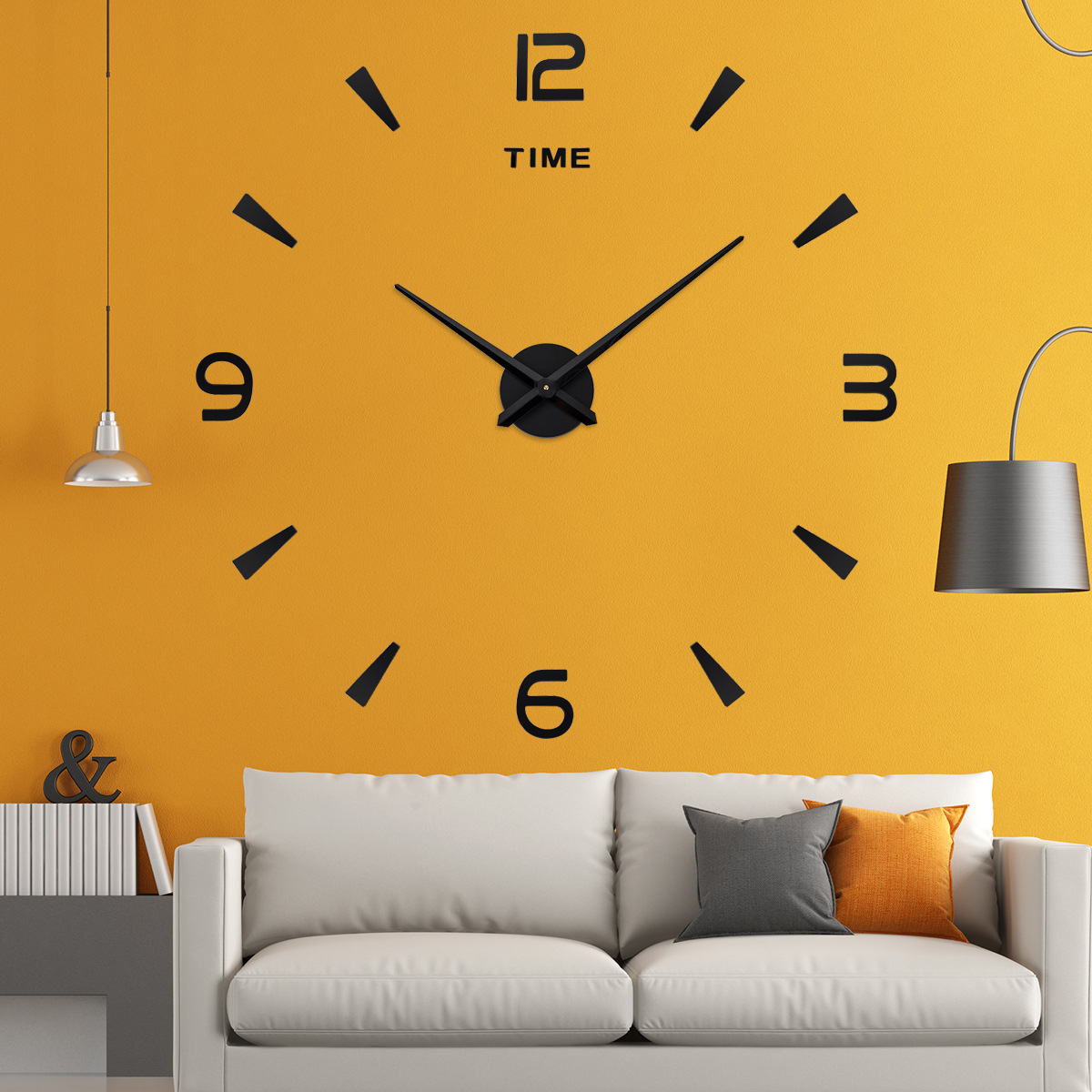Reloj de sala de estar Amazon creativo DIY etiqueta de la pared reloj 3D tridimensional europeo simple gran reloj de pared sala de estar Reloj de pared de estudio
