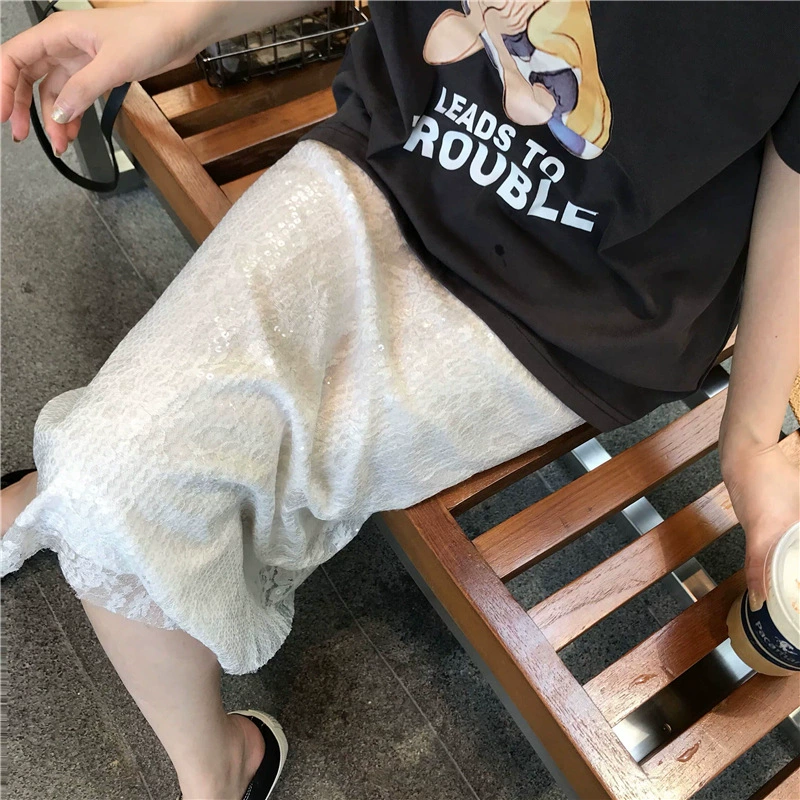 YUYEE Блестящая кружевная юбка-фея Женская Весна 2021 Сетчатая юбка Фея-юбка средней длины