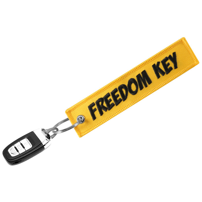 AliExpress Amazon New Computer Embroidered Yellow Freedom key Popular 13x 2.8cm Keychain